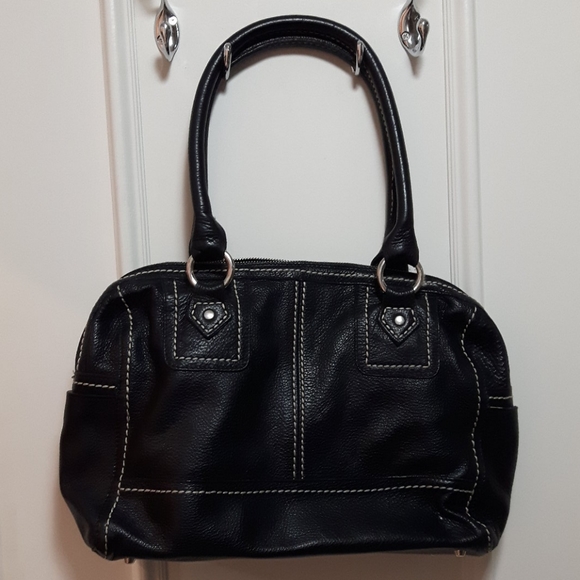 Genuine leather black roots purse